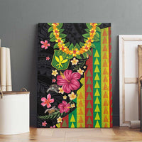 Hawaiian Independence Day Canvas Wall Art Kanaka Maoli Symbols With Tapa Motifs and Tropical Plants - Polynesian Pride
