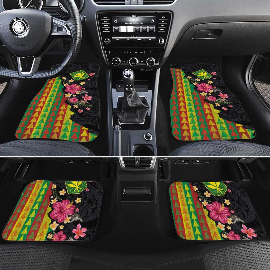 Hawaiian Independence Day Car Mats Kanaka Maoli Symbols With Tapa Motifs and Tropical Plants - Polynesian Pride