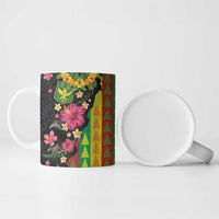 Hawaiian Independence Day Ceramic Mug Kanaka Maoli Symbols With Tapa Motifs and Tropical Plants - Polynesian Pride