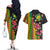 Hawaiian Independence Day Couples Matching Off The Shoulder Long Sleeve Dress and Hawaiian Shirt Kanaka Maoli Symbols With Tapa Motifs and Tropical Plants - Polynesian Pride