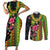 Hawaiian Independence Day Couples Matching Short Sleeve Bodycon Dress and Long Sleeve Button Shirt Kanaka Maoli Symbols With Tapa Motifs and Tropical Plants - Polynesian Pride