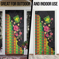 Hawaiian Independence Day Door Cover Kanaka Maoli Symbols With Tapa Motifs and Tropical Plants - Polynesian Pride