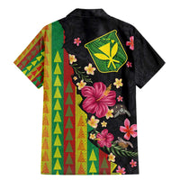 Hawaiian Independence Day Family Matching Mermaid Dress and Hawaiian Shirt Kanaka Maoli Symbols With Tapa Motifs and Tropical Plants - Polynesian Pride