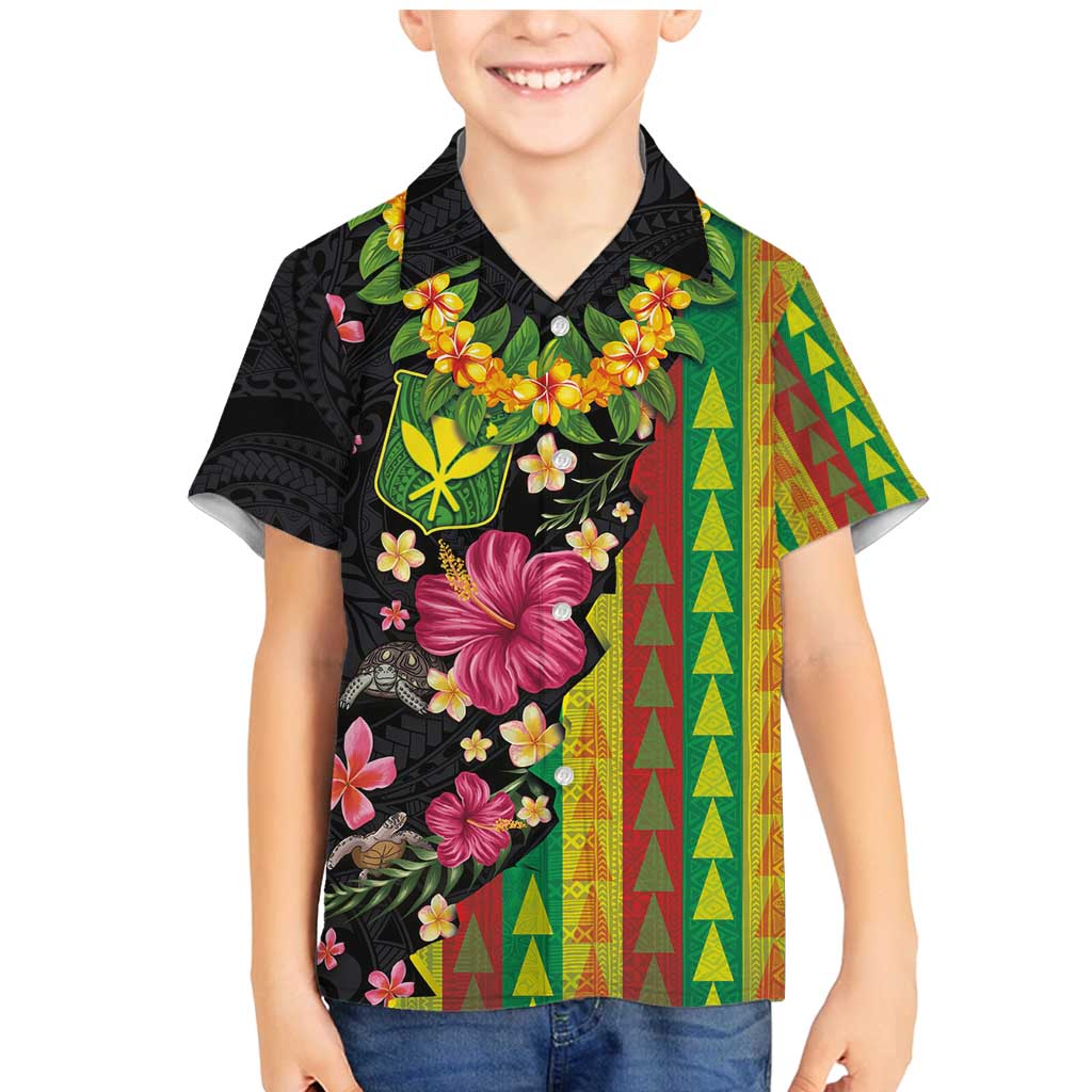 Hawaiian Independence Day Family Matching Mermaid Dress and Hawaiian Shirt Kanaka Maoli Symbols With Tapa Motifs and Tropical Plants - Polynesian Pride