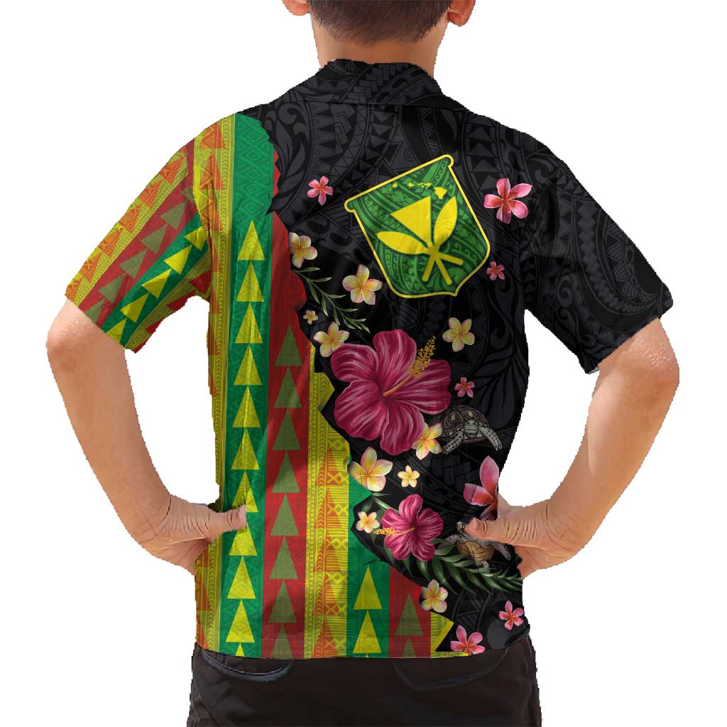 Hawaiian Independence Day Family Matching Off Shoulder Maxi Dress and Hawaiian Shirt Kanaka Maoli Symbols With Tapa Motifs and Tropical Plants - Polynesian Pride