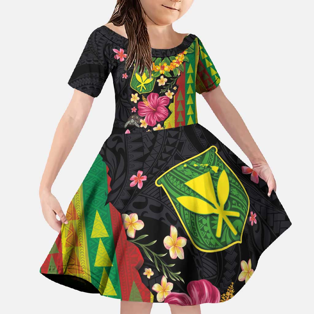 Hawaiian Independence Day Family Matching Off Shoulder Maxi Dress and Hawaiian Shirt Kanaka Maoli Symbols With Tapa Motifs and Tropical Plants - Polynesian Pride