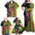 Hawaiian Independence Day Family Matching Off Shoulder Maxi Dress and Hawaiian Shirt Kanaka Maoli Symbols With Tapa Motifs and Tropical Plants - Polynesian Pride