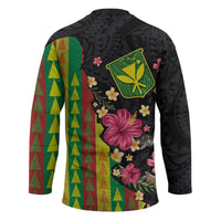 Hawaiian Independence Day Hockey Jersey Kanaka Maoli Symbols With Tapa Motifs and Tropical Plants - Polynesian Pride