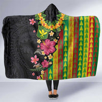 Hawaiian Independence Day Hooded Blanket Kanaka Maoli Symbols With Tapa Motifs and Tropical Plants - Polynesian Pride