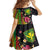 Hawaiian Independence Day Kid Short Sleeve Dress Kanaka Maoli Symbols With Tapa Motifs and Tropical Plants - Polynesian Pride