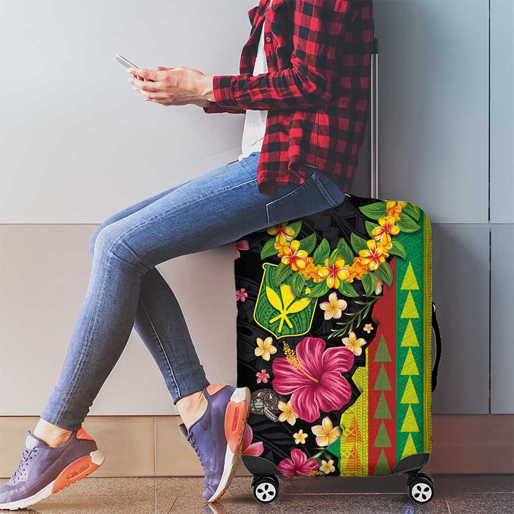 Hawaiian Independence Day Luggage Cover Kanaka Maoli Symbols With Tapa Motifs and Tropical Plants - Polynesian Pride