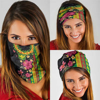 Hawaiian Independence Day Neck Gaiter Kanaka Maoli Symbols With Tapa Motifs and Tropical Plants - Polynesian Pride