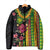Hawaiian Independence Day Padded Jacket Kanaka Maoli Symbols With Tapa Motifs and Tropical Plants - Polynesian Pride