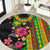 Hawaiian Independence Day Round Carpet Kanaka Maoli Symbols With Tapa Motifs and Tropical Plants - Polynesian Pride