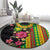 Hawaiian Independence Day Round Carpet Kanaka Maoli Symbols With Tapa Motifs and Tropical Plants - Polynesian Pride