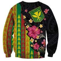 Hawaiian Independence Day Sweatshirt Kanaka Maoli Symbols With Tapa Motifs and Tropical Plants - Polynesian Pride