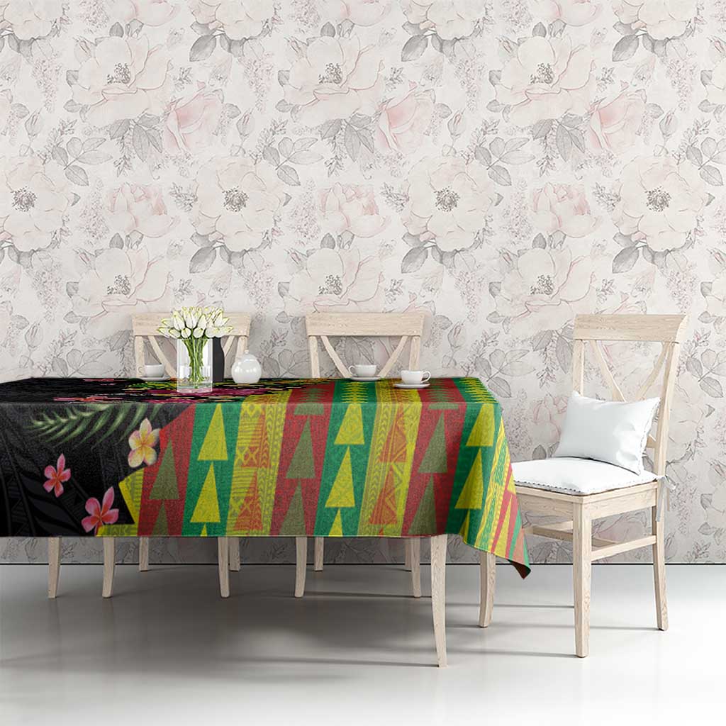 Hawaiian Independence Day Tablecloth Kanaka Maoli Symbols With Tapa Motifs and Tropical Plants - Polynesian Pride