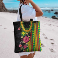Hawaiian Independence Day Tote Bag Kanaka Maoli Symbols With Tapa Motifs and Tropical Plants - Polynesian Pride