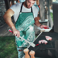 Personalised New Zealand Aotearoa Darts Masters Apron Maori Art Tattoo with Tribal Dart Symbol Teal Color - Polynesian Pride