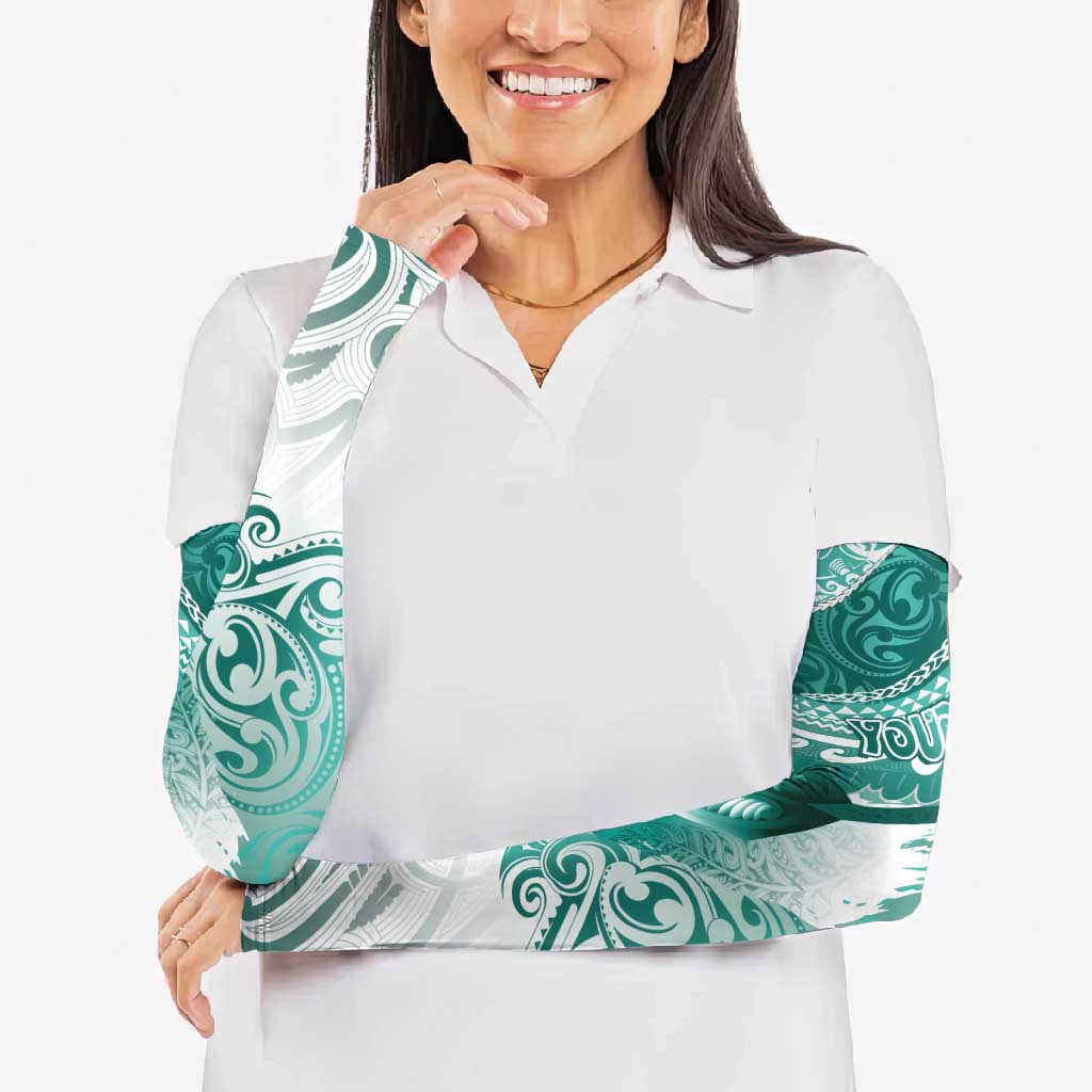 Personalised New Zealand Aotearoa Darts Masters Arm Sleeves Maori Art Tattoo with Tribal Dart Symbol Teal Color - Polynesian Pride