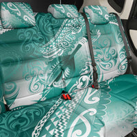 Personalised New Zealand Aotearoa Darts Masters Back Car Seat Cover Maori Art Tattoo with Tribal Dart Symbol Teal Color - Polynesian Pride
