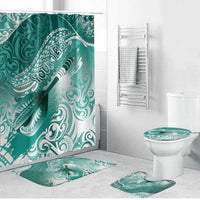 Personalised New Zealand Aotearoa Darts Masters Bathroom Set Maori Art Tattoo with Tribal Dart Symbol Teal Color - Polynesian Pride