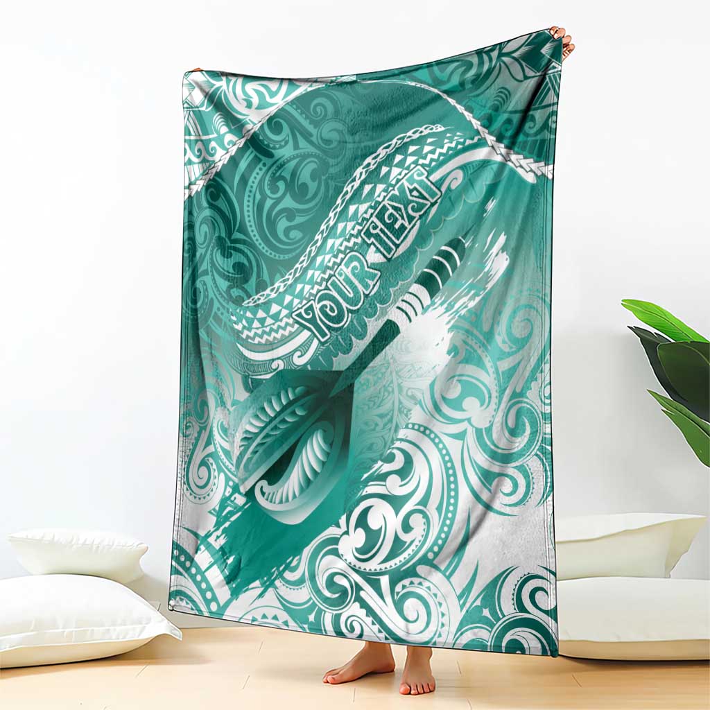 Personalised New Zealand Aotearoa Darts Masters Blanket Maori Art Tattoo with Tribal Dart Symbol Teal Color - Polynesian Pride