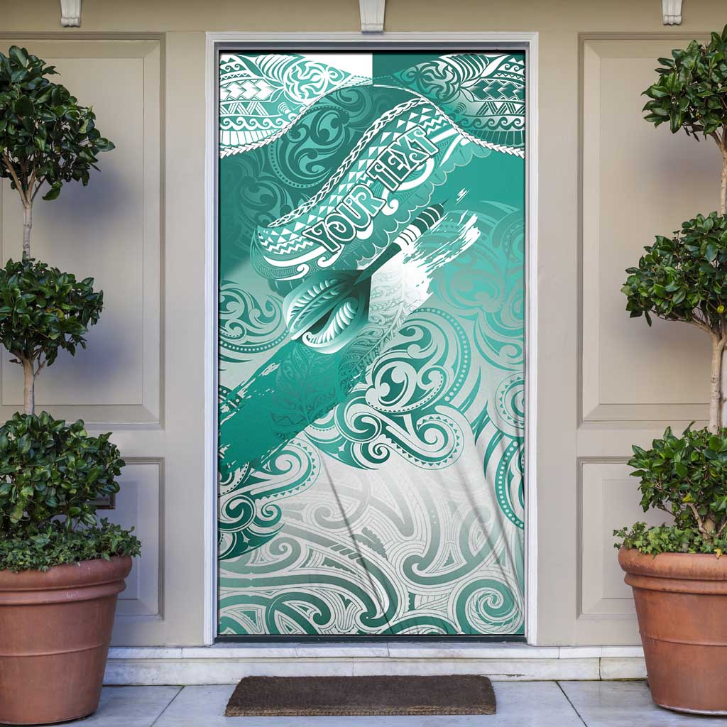 Personalised New Zealand Aotearoa Darts Masters Door Cover Maori Art Tattoo with Tribal Dart Symbol Teal Color - Polynesian Pride