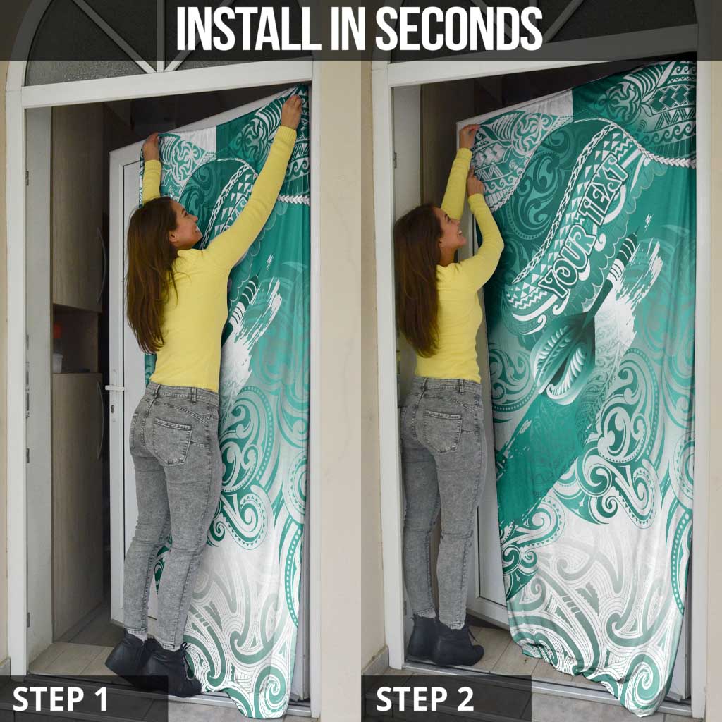 Personalised New Zealand Aotearoa Darts Masters Door Cover Maori Art Tattoo with Tribal Dart Symbol Teal Color - Polynesian Pride