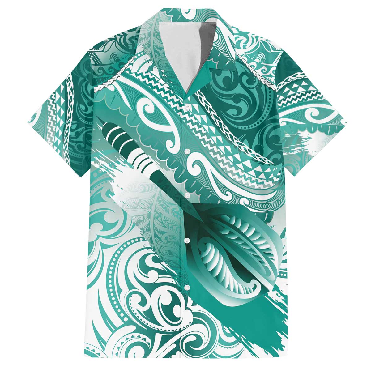 Personalised New Zealand Aotearoa Darts Masters Family Matching Off The Shoulder Long Sleeve Dress and Hawaiian Shirt Maori Art Tattoo with Tribal Dart Symbol Teal Color - Polynesian Pride