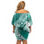 Personalised New Zealand Aotearoa Darts Masters Family Matching Off Shoulder Short Dress and Hawaiian Shirt Maori Art Tattoo with Tribal Dart Symbol Teal Color - Polynesian Pride