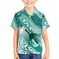 Personalised New Zealand Aotearoa Darts Masters Hawaiian Shirt Maori Art Tattoo with Tribal Dart Symbol Teal Color - Polynesian Pride