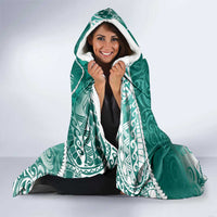 Personalised New Zealand Aotearoa Darts Masters Hooded Blanket Maori Art Tattoo with Tribal Dart Symbol Teal Color - Polynesian Pride