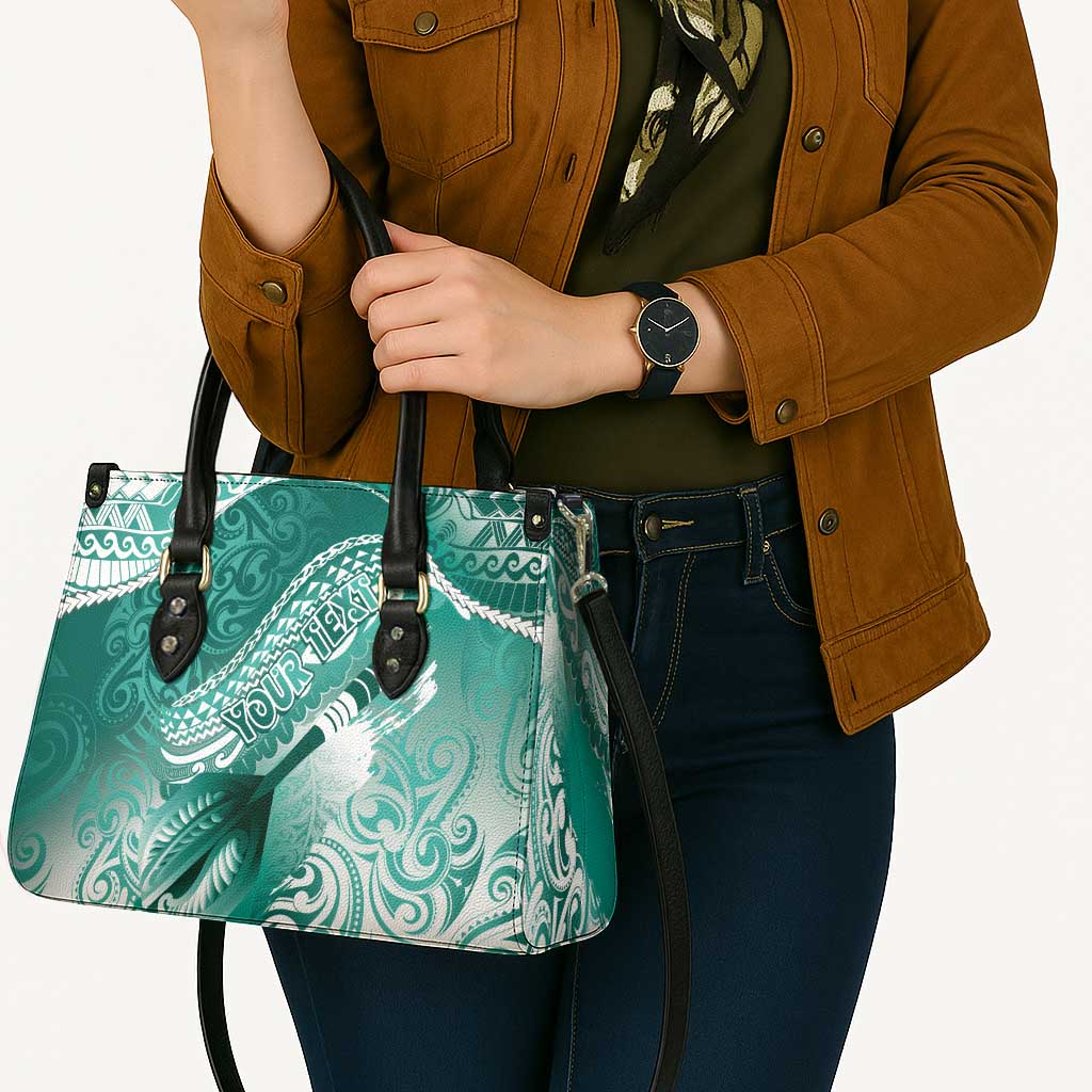 Personalised New Zealand Aotearoa Darts Masters Leather Bag Maori Art Tattoo with Tribal Dart Symbol Teal Color - Polynesian Pride