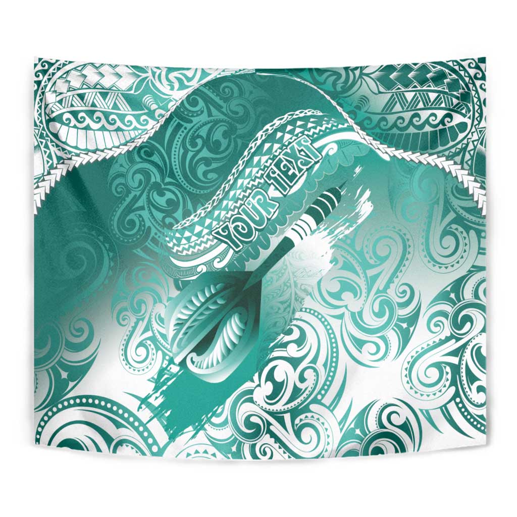 Personalised New Zealand Aotearoa Darts Masters Tapestry Maori Art Tattoo with Tribal Dart Symbol Teal Color - Polynesian Pride