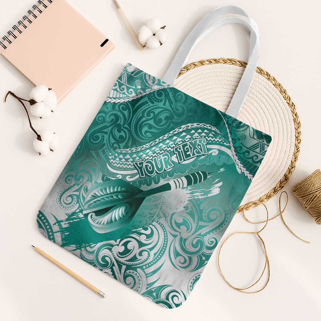 Personalised New Zealand Aotearoa Darts Masters Tote Bag Maori Art Tattoo with Tribal Dart Symbol Teal Color - Polynesian Pride