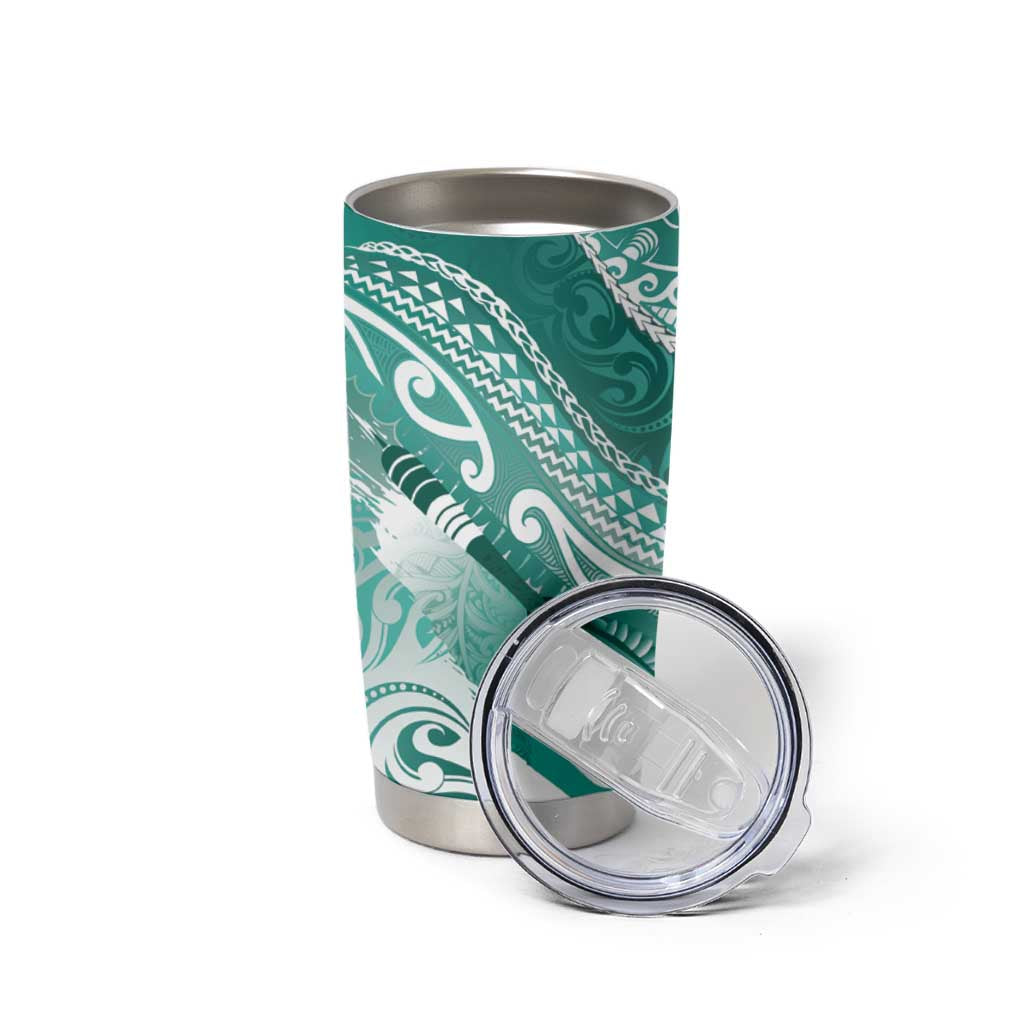 Personalised New Zealand Aotearoa Darts Masters Tumbler Cup Maori Art Tattoo with Tribal Dart Symbol Teal Color - Polynesian Pride