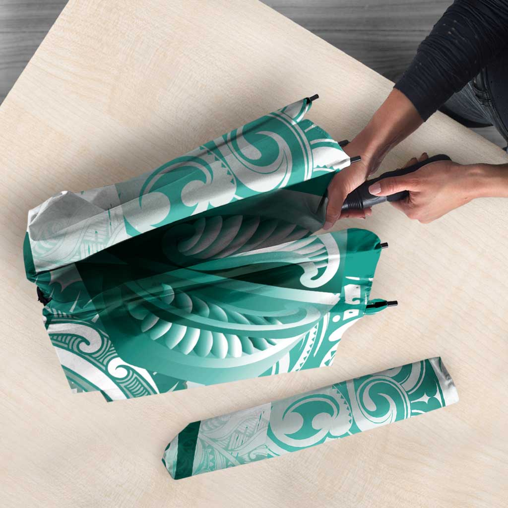 Personalised New Zealand Aotearoa Darts Masters Umbrella Maori Art Tattoo with Tribal Dart Symbol Teal Color - Polynesian Pride