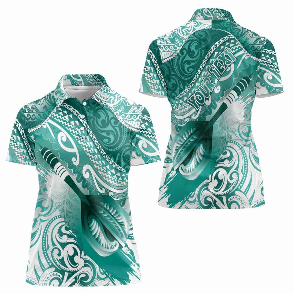 Personalised New Zealand Aotearoa Darts Masters Women Polo Shirt Maori Art Tattoo with Tribal Dart Symbol Teal Color - Polynesian Pride