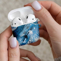 Personalised New Zealand Aotearoa Darts Masters AirPods Case Maori Art Tattoo with Tribal Dart Symbol Blue - Polynesian Pride