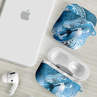 Personalised New Zealand Aotearoa Darts Masters AirPods Case Maori Art Tattoo with Tribal Dart Symbol Blue - Polynesian Pride