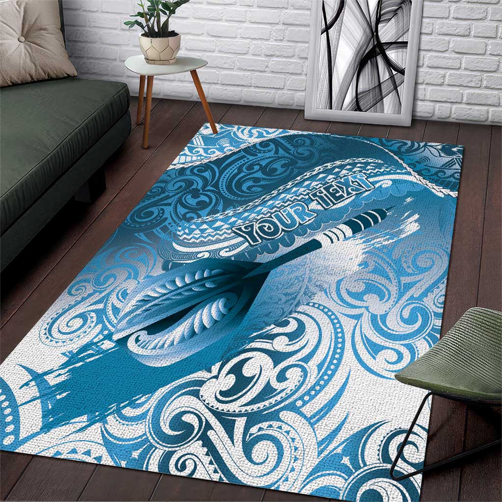 Personalised New Zealand Aotearoa Darts Masters Area Rug Maori Art Tattoo with Tribal Dart Symbol Blue - Polynesian Pride