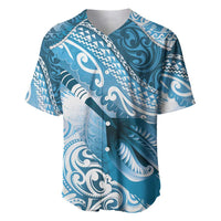 Personalised New Zealand Aotearoa Darts Masters Baseball Jersey Maori Art Tattoo with Tribal Dart Symbol Blue - Polynesian Pride