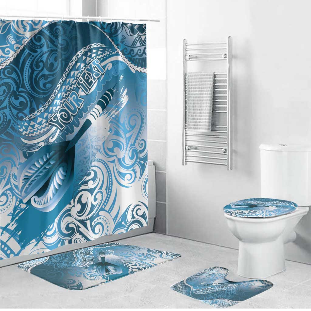 Personalised New Zealand Aotearoa Darts Masters Bathroom Set Maori Art Tattoo with Tribal Dart Symbol Blue - Polynesian Pride