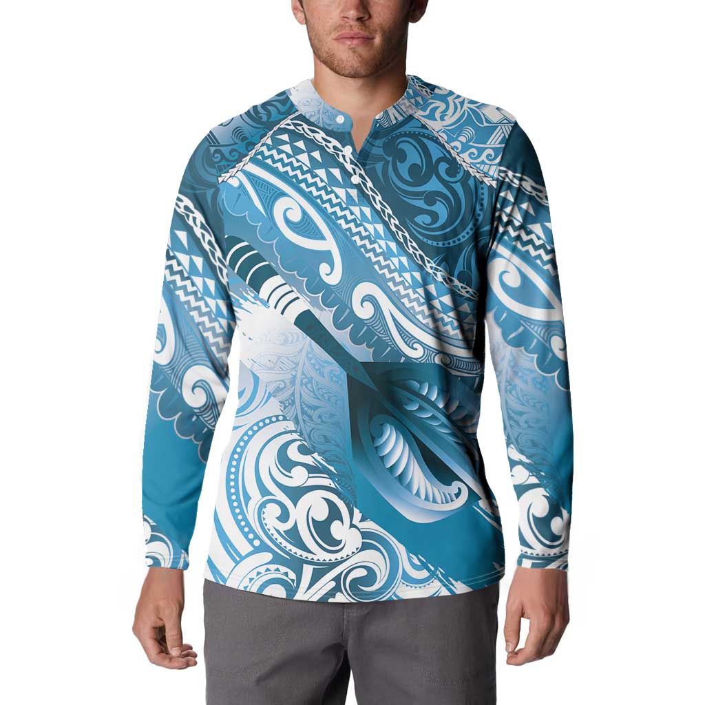 Personalised New Zealand Aotearoa Darts Masters Button Sweatshirt Maori Art Tattoo with Tribal Dart Symbol Blue - Polynesian Pride