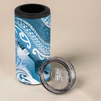 Personalised New Zealand Aotearoa Darts Masters 4 in 1 Can Cooler Tumbler Maori Art Tattoo with Tribal Dart Symbol Blue - Polynesian Pride