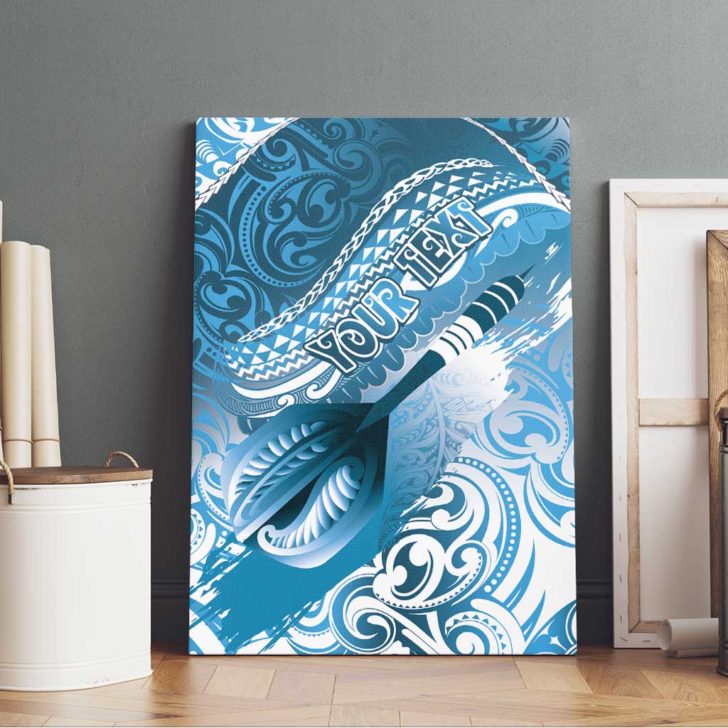 Personalised New Zealand Aotearoa Darts Masters Canvas Wall Art Maori Art Tattoo with Tribal Dart Symbol Blue - Polynesian Pride