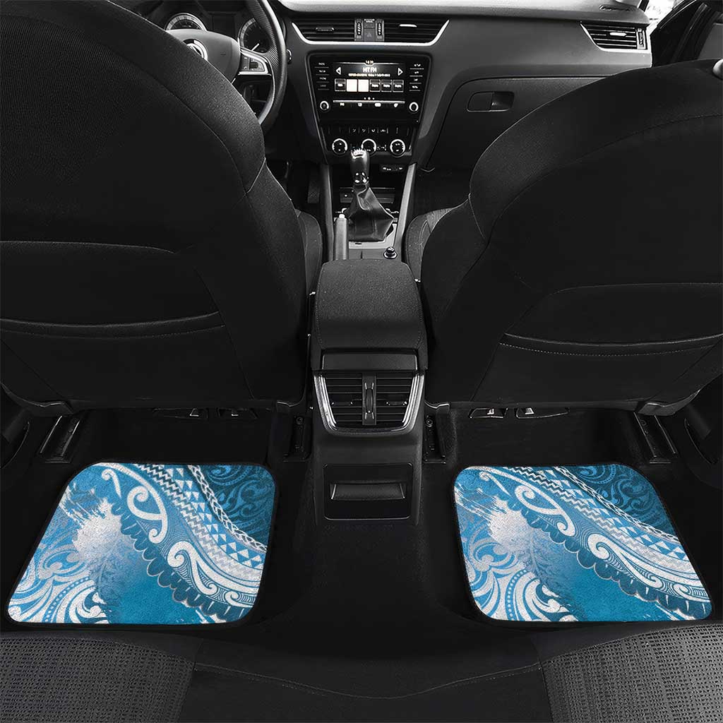 Personalised New Zealand Aotearoa Darts Masters Car Mats Maori Art Tattoo with Tribal Dart Symbol Blue - Polynesian Pride