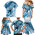 Personalised New Zealand Aotearoa Darts Masters Family Matching Mermaid Dress and Hawaiian Shirt Maori Art Tattoo with Tribal Dart Symbol Blue - Polynesian Pride