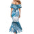 Personalised New Zealand Aotearoa Darts Masters Family Matching Mermaid Dress and Hawaiian Shirt Maori Art Tattoo with Tribal Dart Symbol Blue - Polynesian Pride